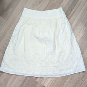 Merona Butter Colored Embroidered Knee-Length A-Line Skirt